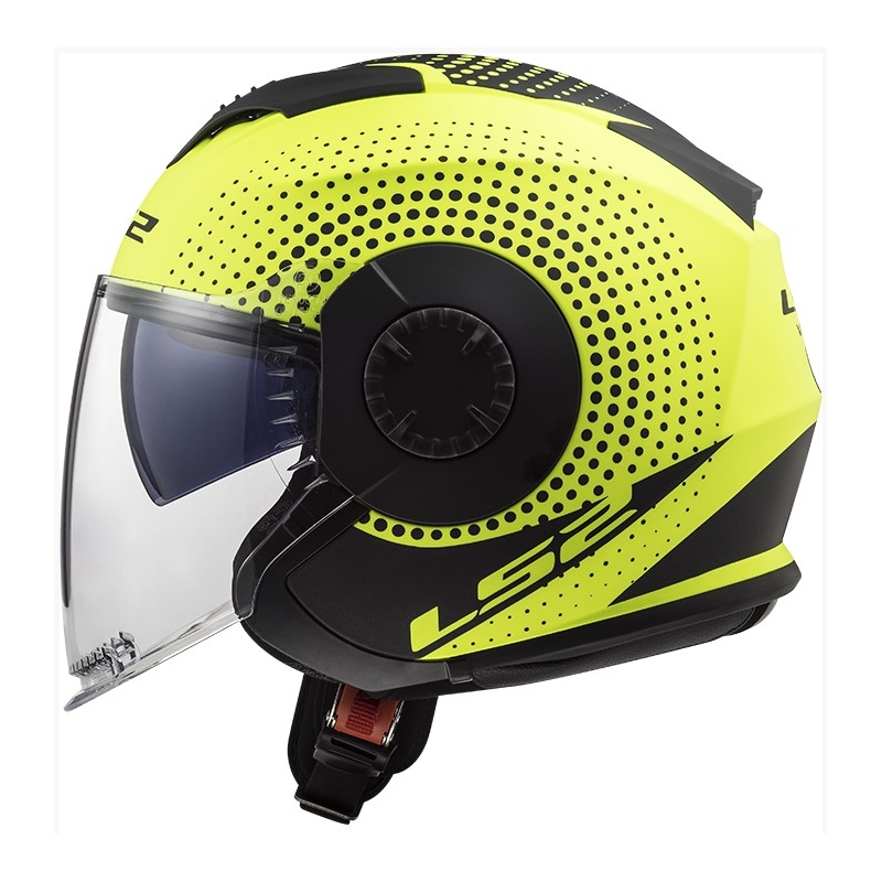 Cască de motocicletă deschisă LS2 OF570 Verso Spin negru-galben-fluo