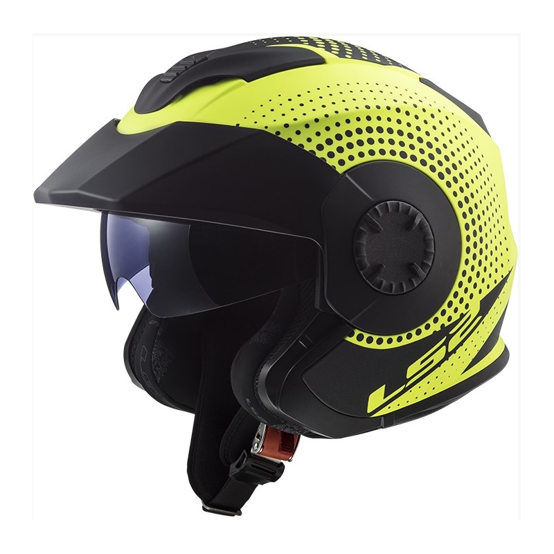 Cască de motocicletă deschisă LS2 OF570 Verso Spin negru-galben-fluo