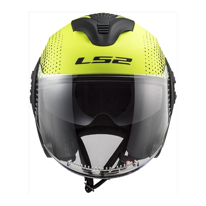 Cască de motocicletă deschisă LS2 OF570 Verso Spin negru-galben-fluo