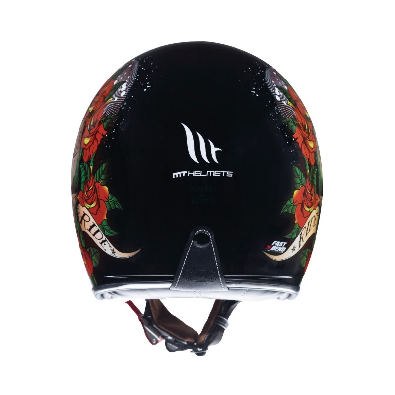 Cască de motocicletă deschisă MT LeMans 2 SV SKULL&amp;ROSES negru-roșu