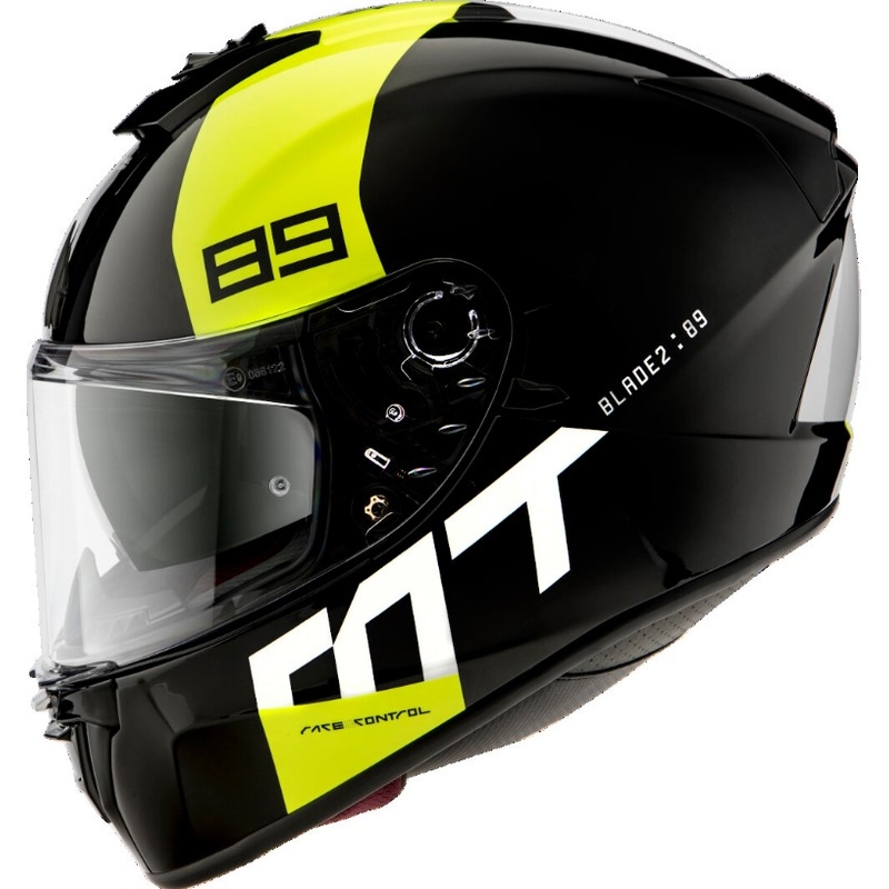 MT Blade 2 SV 89 cască de motociclist integrală MT Blade 2 SV 89 negru-alb-alb-galben-fluo lichidare