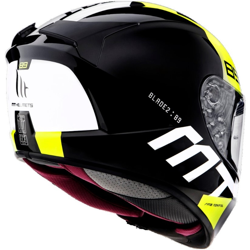 MT Blade 2 SV 89 cască de motociclist integrală MT Blade 2 SV 89 negru-alb-alb-galben-fluo lichidare