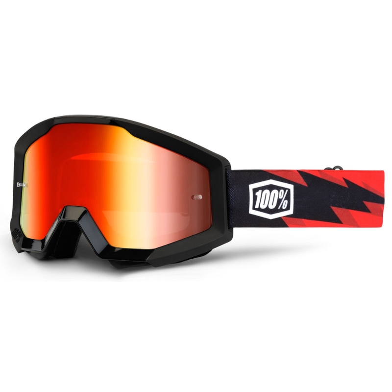 100% Ochelari de motocross Strata Slash (plexi roșu cromat)