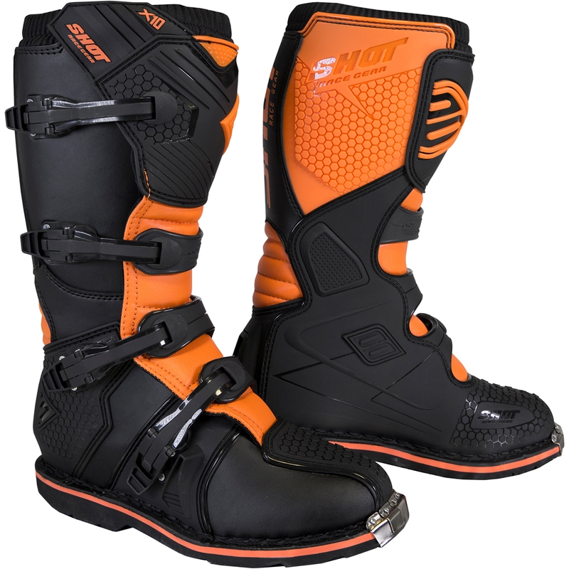 Shot X10 2.0 negru-fluo portocaliu  cizme de motociclete negru-fluo portocaliu lichidare