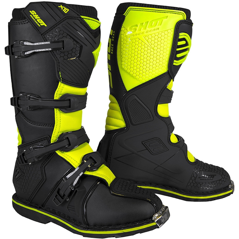 Shot X10 2.0 Negru-Fluo Yellow Cizme de motocicletă lichidare