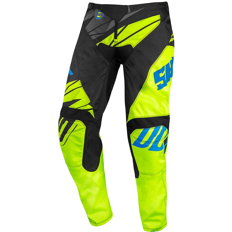 Pantaloni motocross pentru copii Shot Devo Ventury negru-albastru-albastru-galben-fluo lichidare