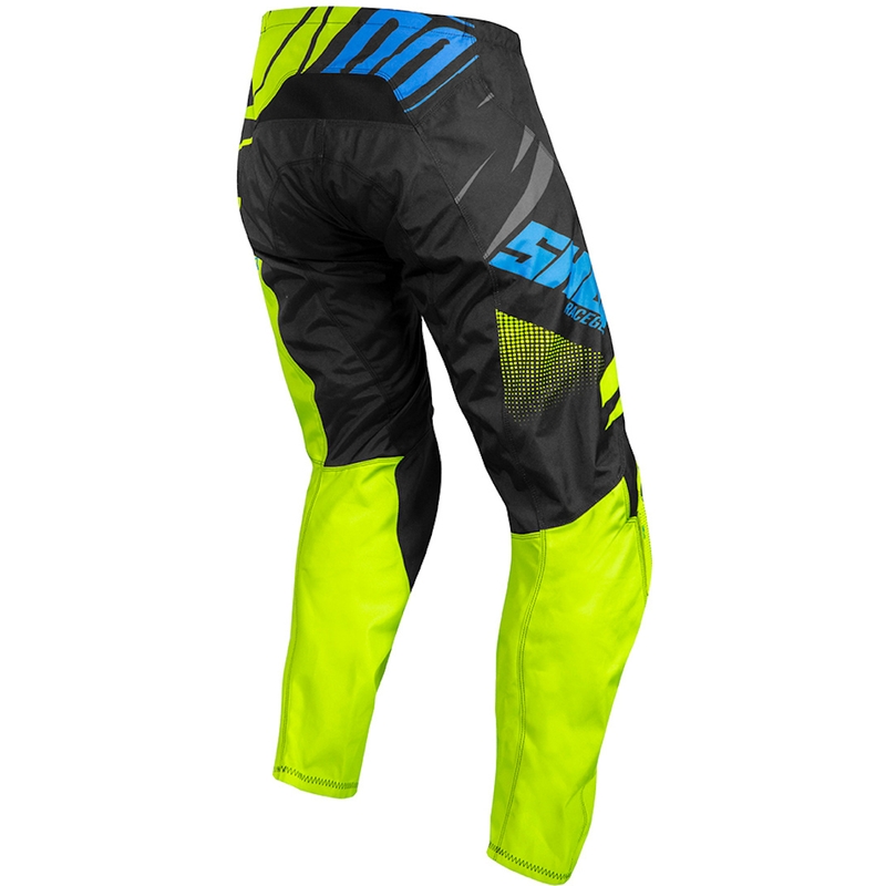 Pantaloni motocross pentru copii Shot Devo Ventury negru-albastru-albastru-galben-fluo lichidare