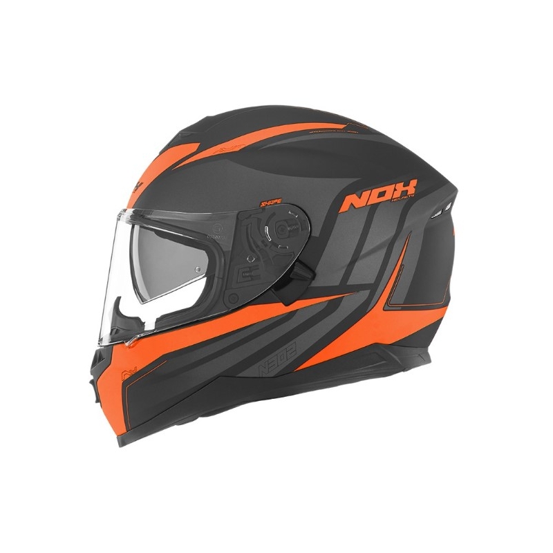 Cască integrală pentru motociclete NOX N302 Shape negru-portocaliu