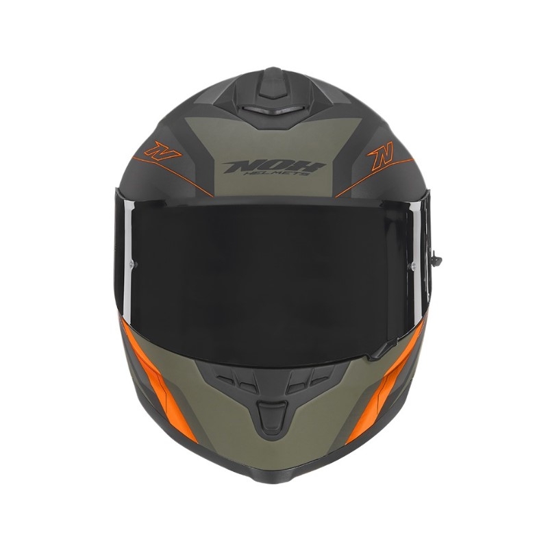 Cască integrală pentru motociclete NOX N302S Quest negru-verde-portocaliu