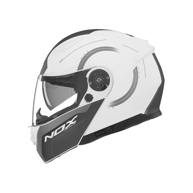 Cască de motociclist NOX N965 Peak albă lichidare
