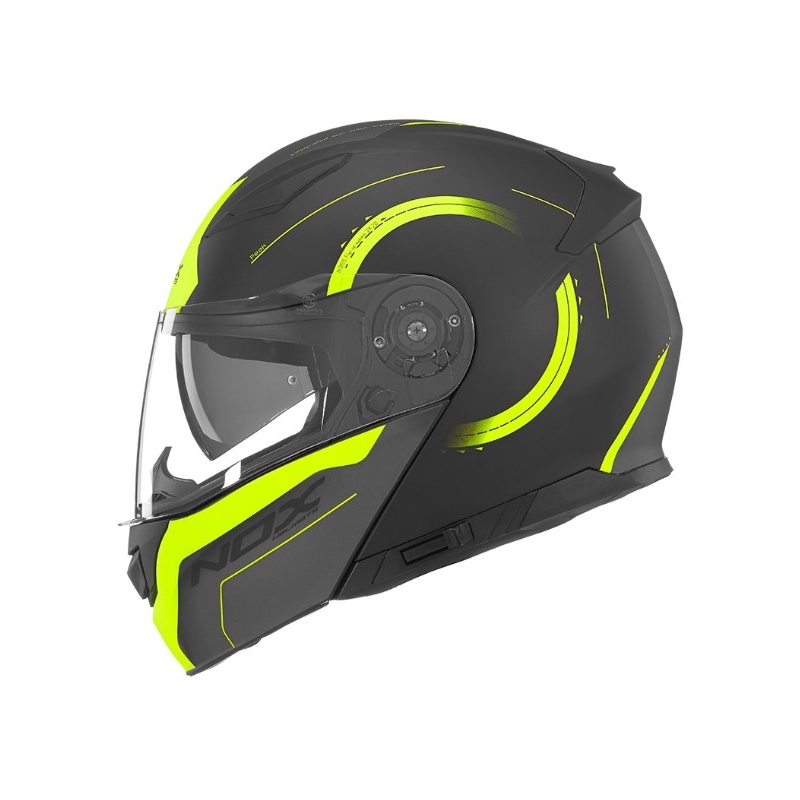 Cască de motocicletă NOX N965 Peak neagră și galbenă lichidare