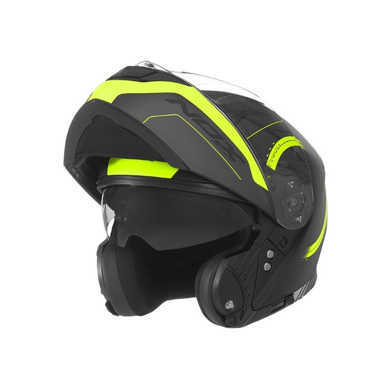 Cască de motocicletă NOX N965 Peak neagră și galbenă lichidare