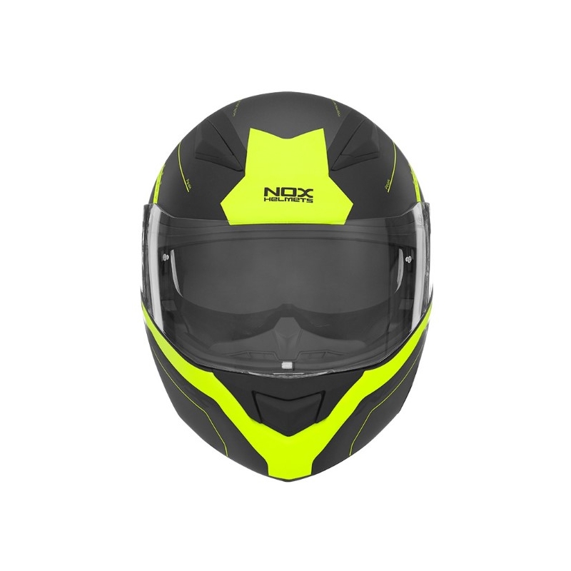 Cască de motocicletă NOX N965 Peak neagră și galbenă lichidare