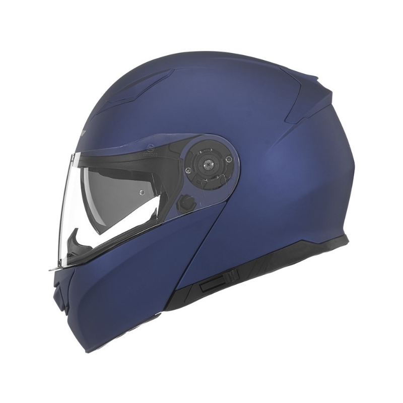 Cască de motociclist NOX N965 albastru mat cu clapetă flip-up