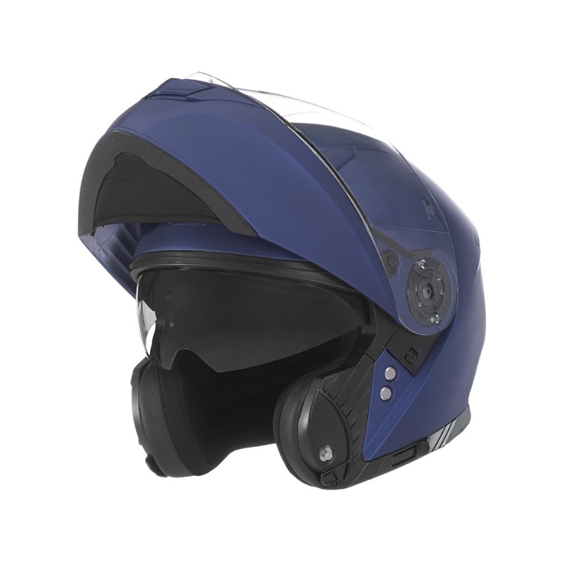 Cască de motociclist NOX N965 albastru mat cu clapetă flip-up