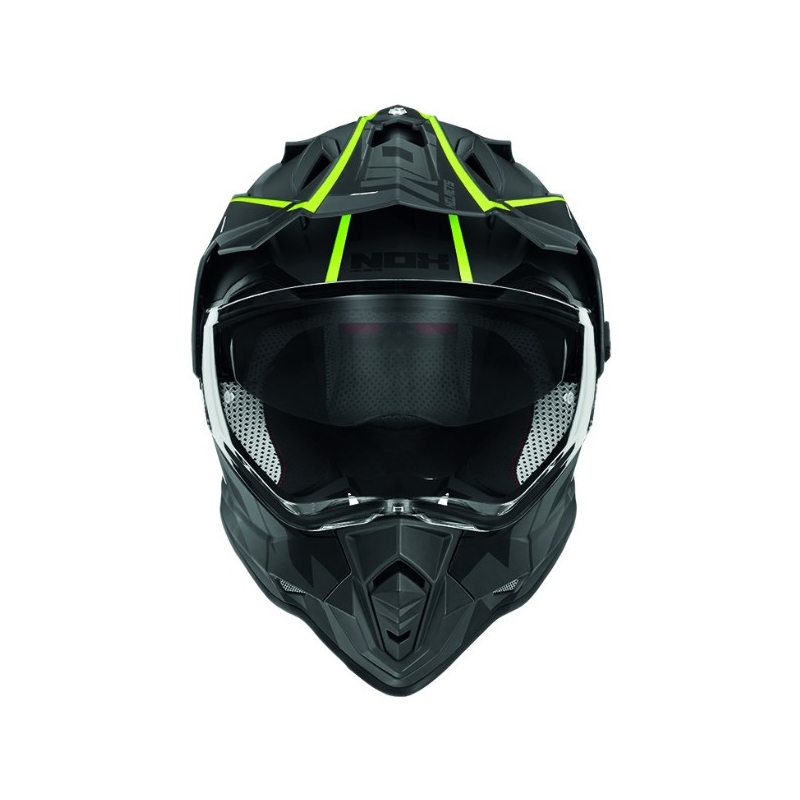 Cască de enduro NOX N312 Crow negru-galben-fluo lichidare