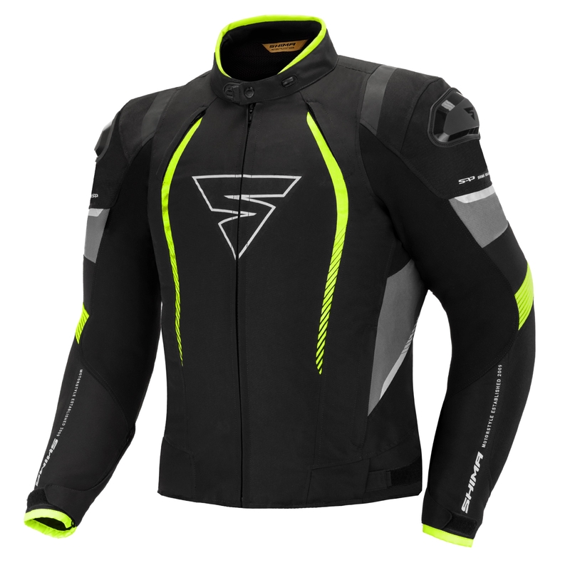 Jachetă de motocicletă Shima Solid Pro negru-cenușiu-galben-fluo
