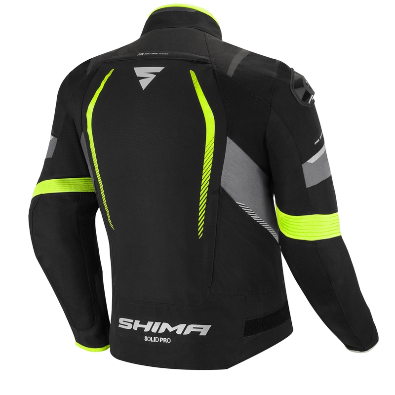 Jachetă de motocicletă Shima Solid Pro negru-cenușiu-galben-fluo