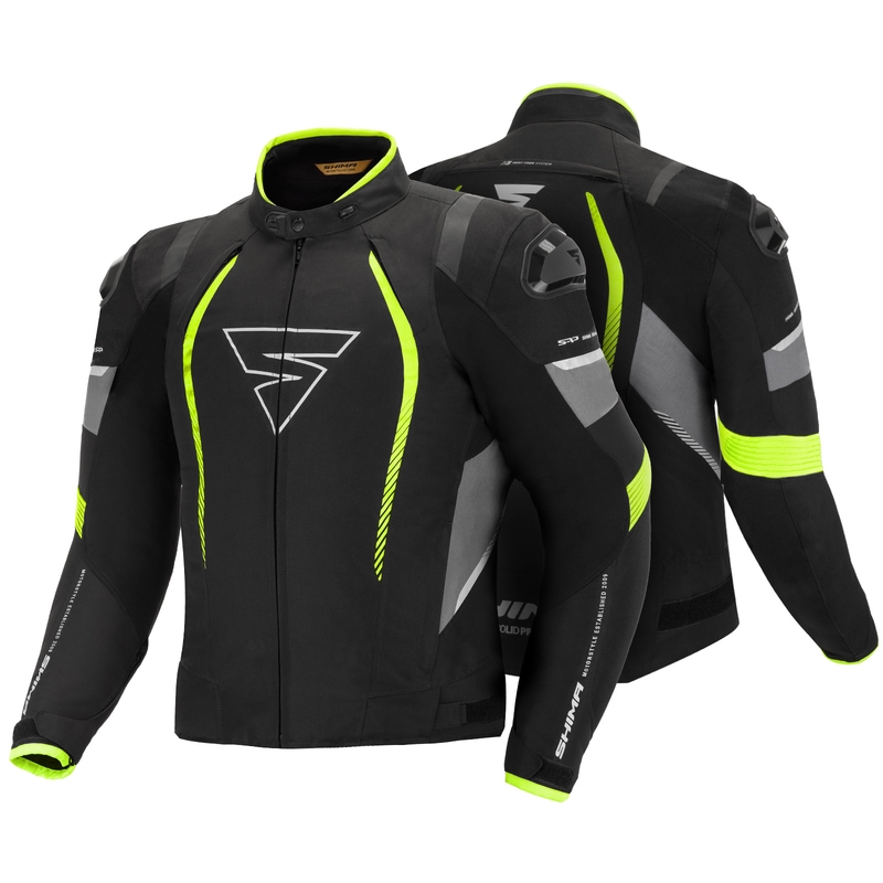 Jachetă de motocicletă Shima Solid Pro negru-cenușiu-galben-fluo