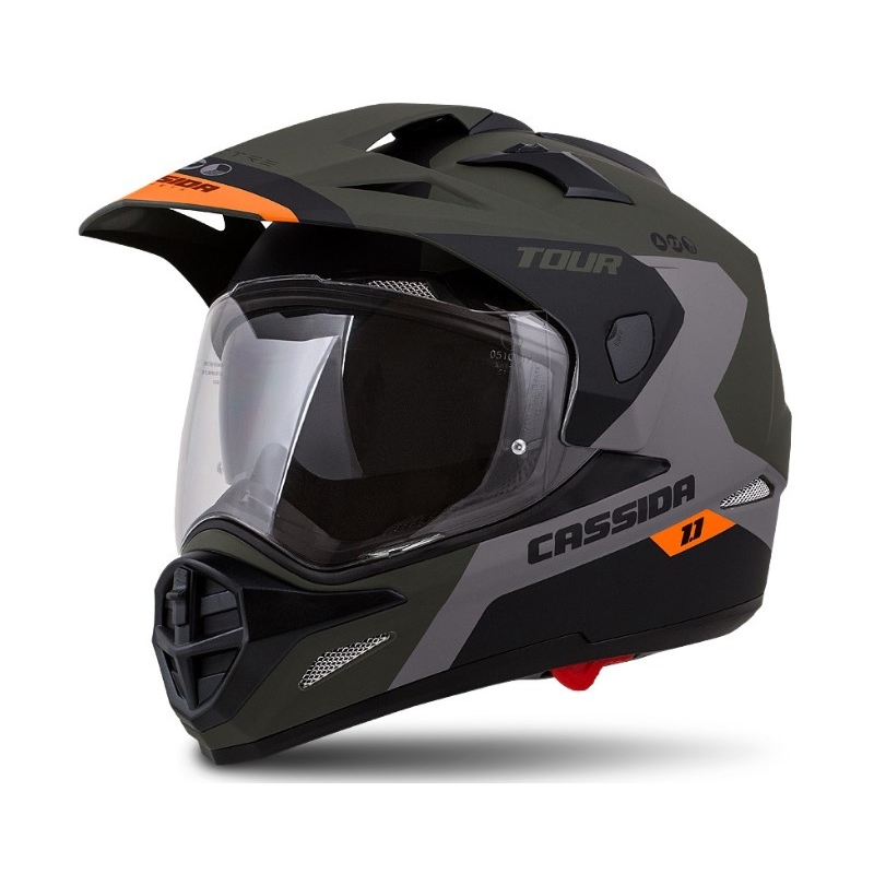 Cască de enduro Cassida Tour 1.1 Spectre negru-gri-verde-verde-fluo-portocaliu lichidare