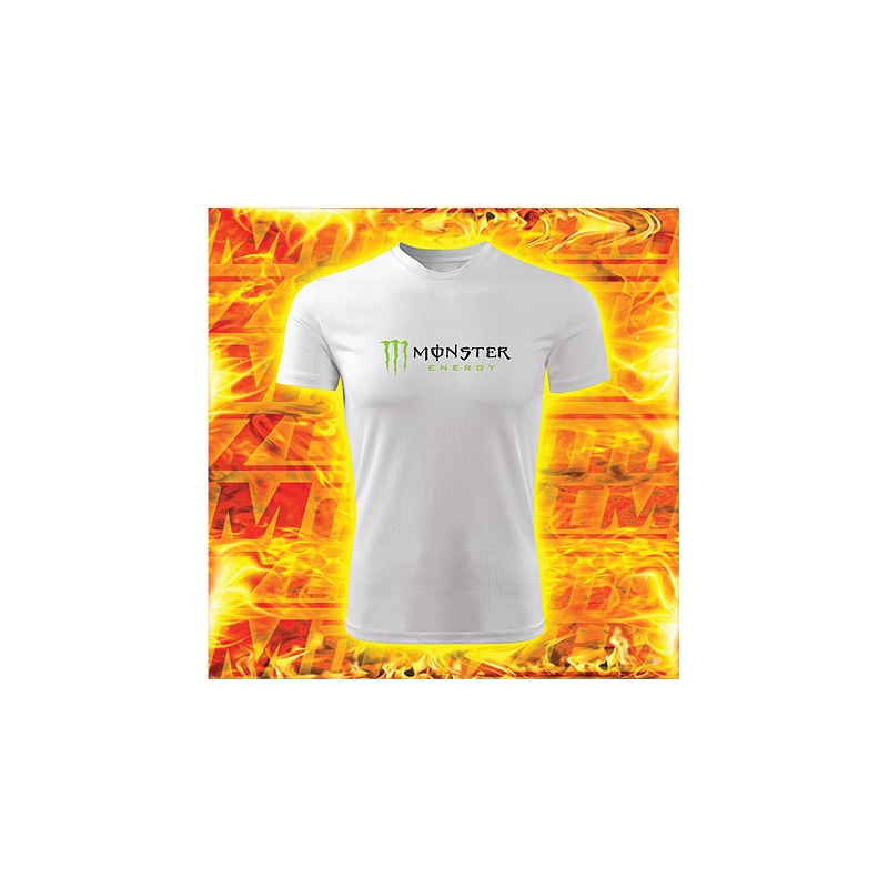 Tricou s motivem Monster energy alb