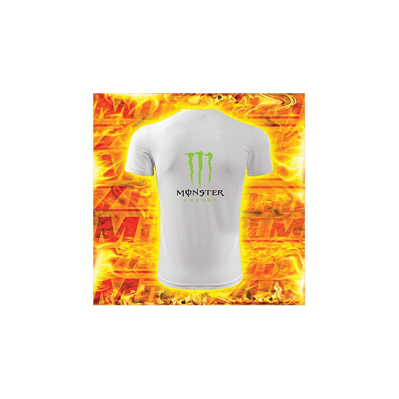 Tricou s motivem Monster energy alb