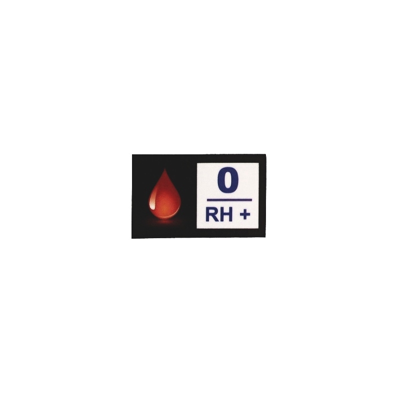 Autocolant cu grupa de sânge 0 RH+