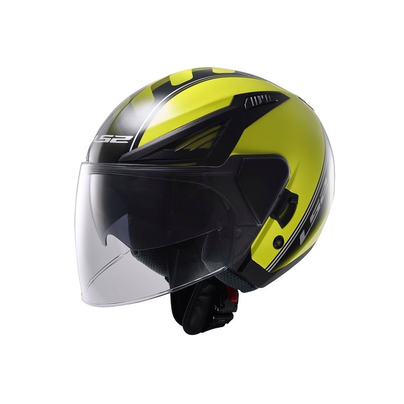 Cască de motocicletă deschisă LS2 OF586 Bishop Atom galben-negru lichidare