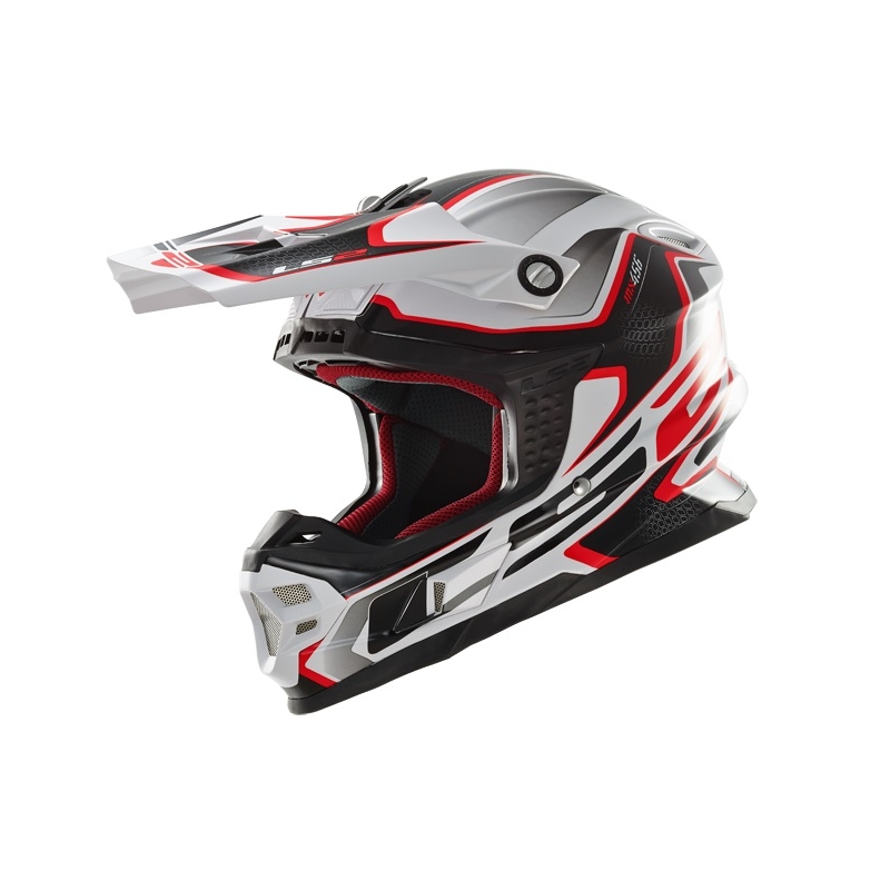 Casca de motocross LS2 MX456 Compass alb-roșu lichidare