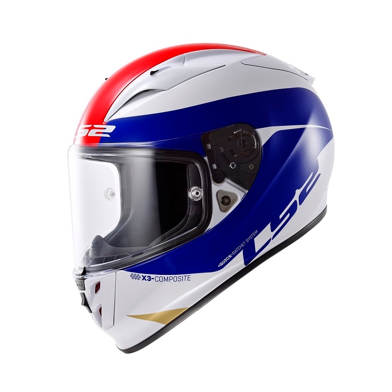 Cască de motocicletă LS2 FF323 ARROW R Comet alb-albastru-roșu lichidare