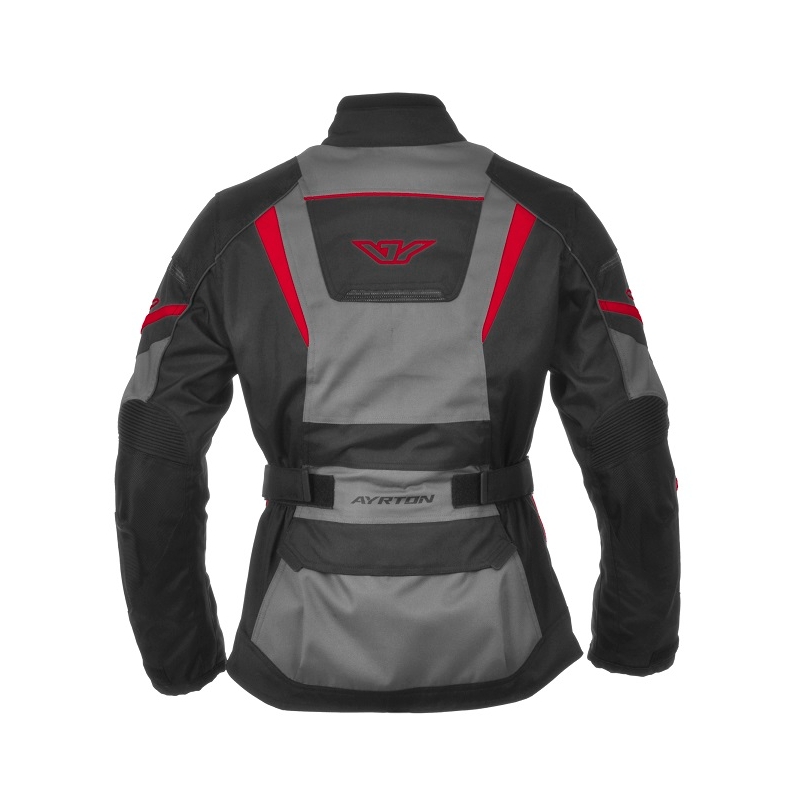 Jacheta de motocicletă Ayrton Teressa negru-gri-roșu pentru femei lichidare